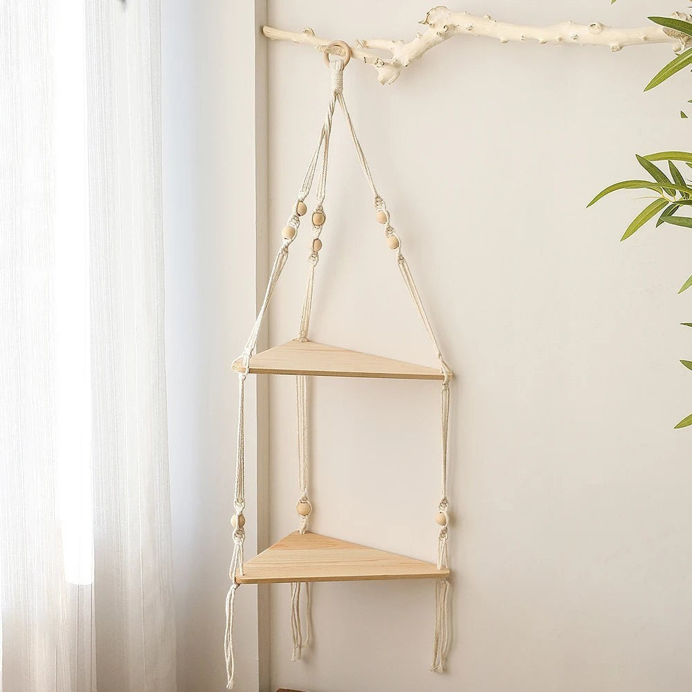 Clairly Wall Shelf | Hanging Boho Wood Decor