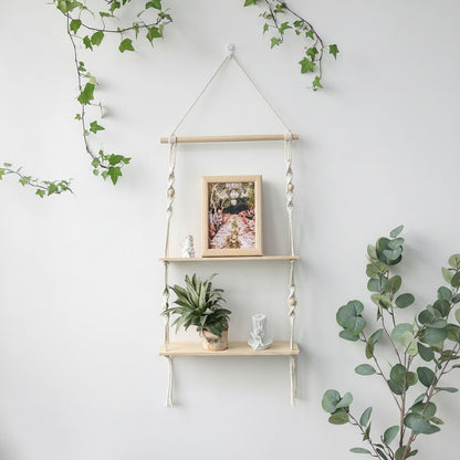 Clairly Wall Shelf | Hanging Boho Wood Decor