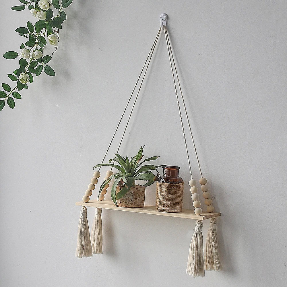 Clairly Wall Shelf | Hanging Boho Wood Decor