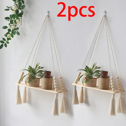 Clairly Wall Shelf | Hanging Boho Wood Decor
