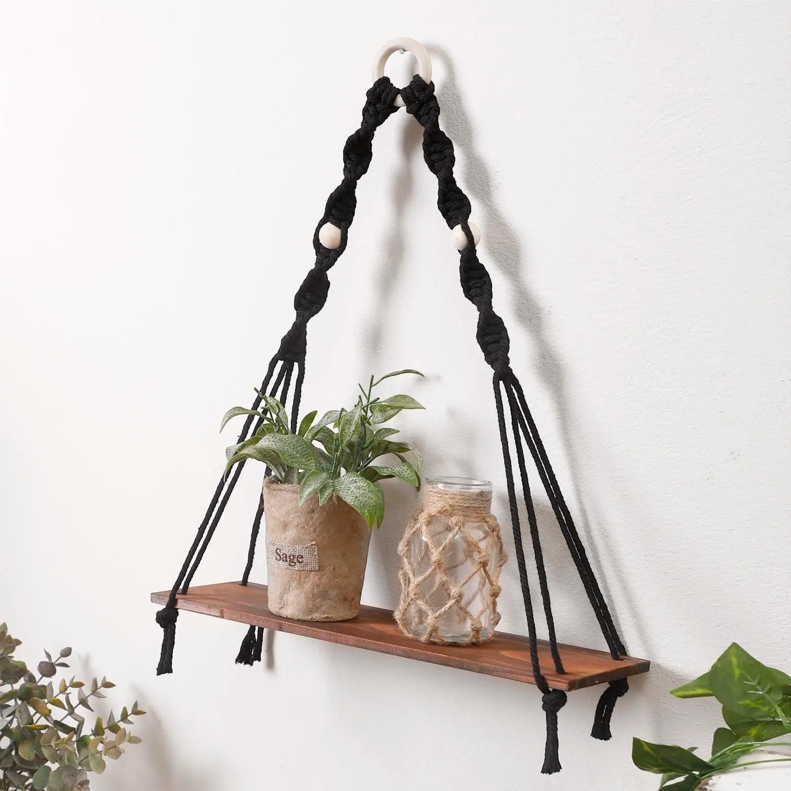 Clairly Wall Shelf | Hanging Boho Wood Decor