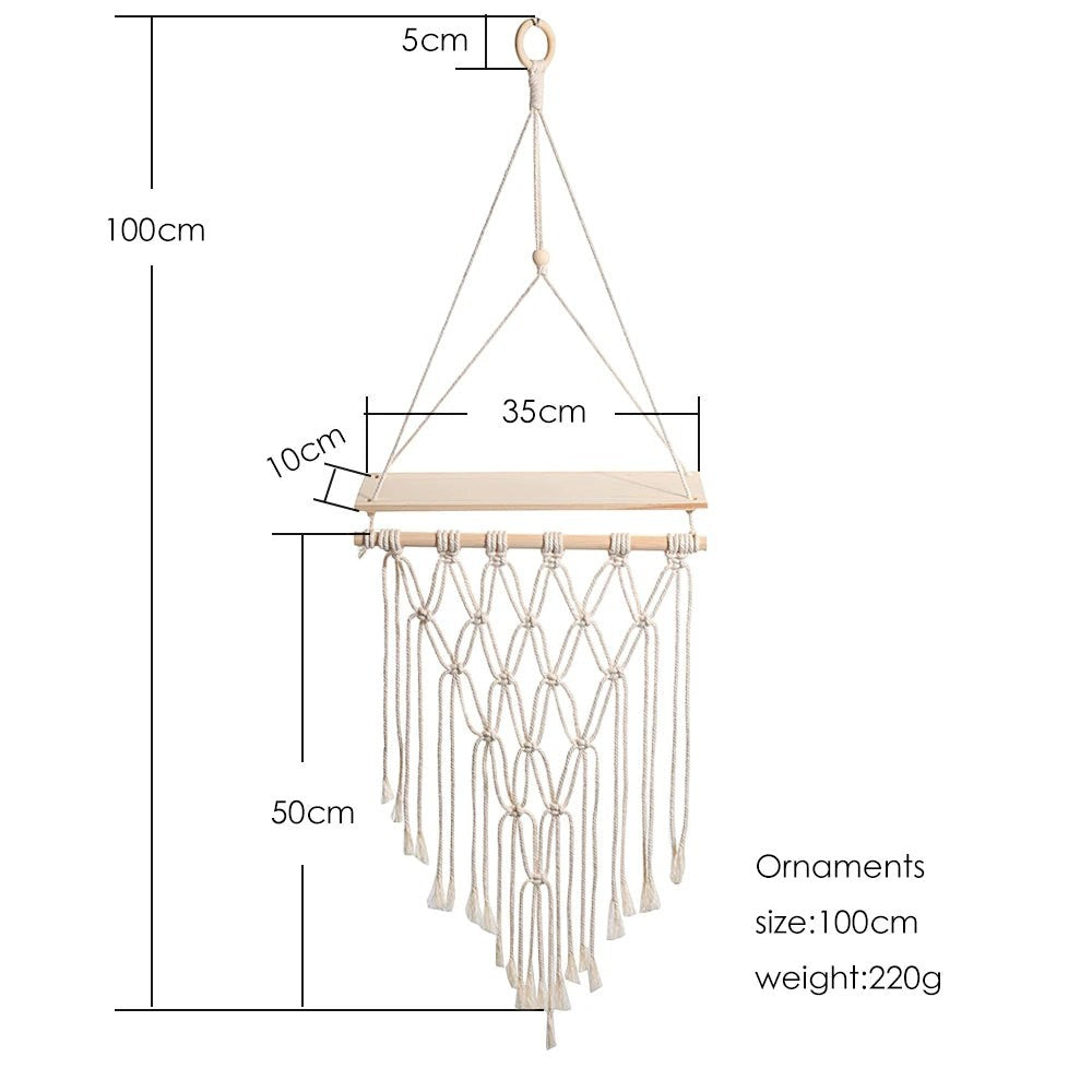 Clairly Wall Shelf | Hanging Boho Wood Decor