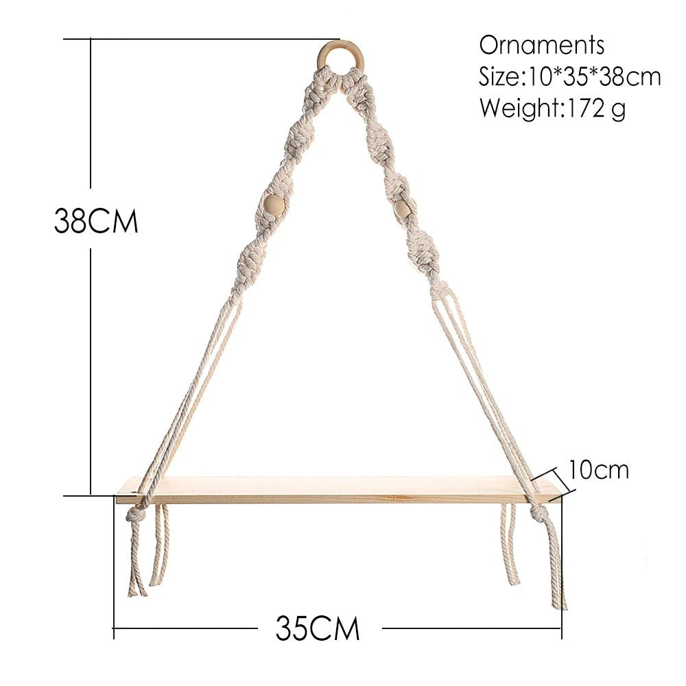 Clairly Wall Shelf | Hanging Boho Wood Decor