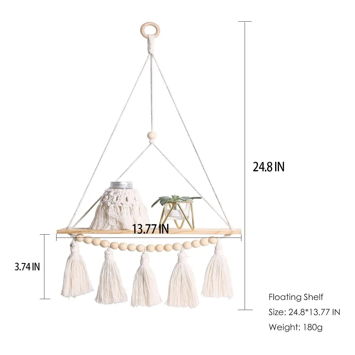 Clairly Wall Shelf | Hanging Boho Wood Decor