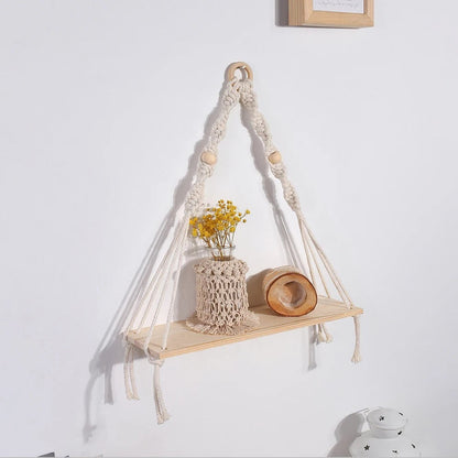 Clairly Wall Shelf | Hanging Boho Wood Decor