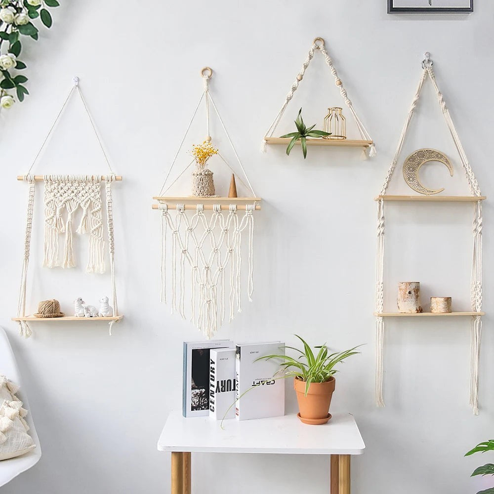 Clairly Wall Shelf | Hanging Boho Wood Decor