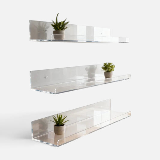 Clairly Wall Shelf | Minimalist Clear Acrylic Ledge